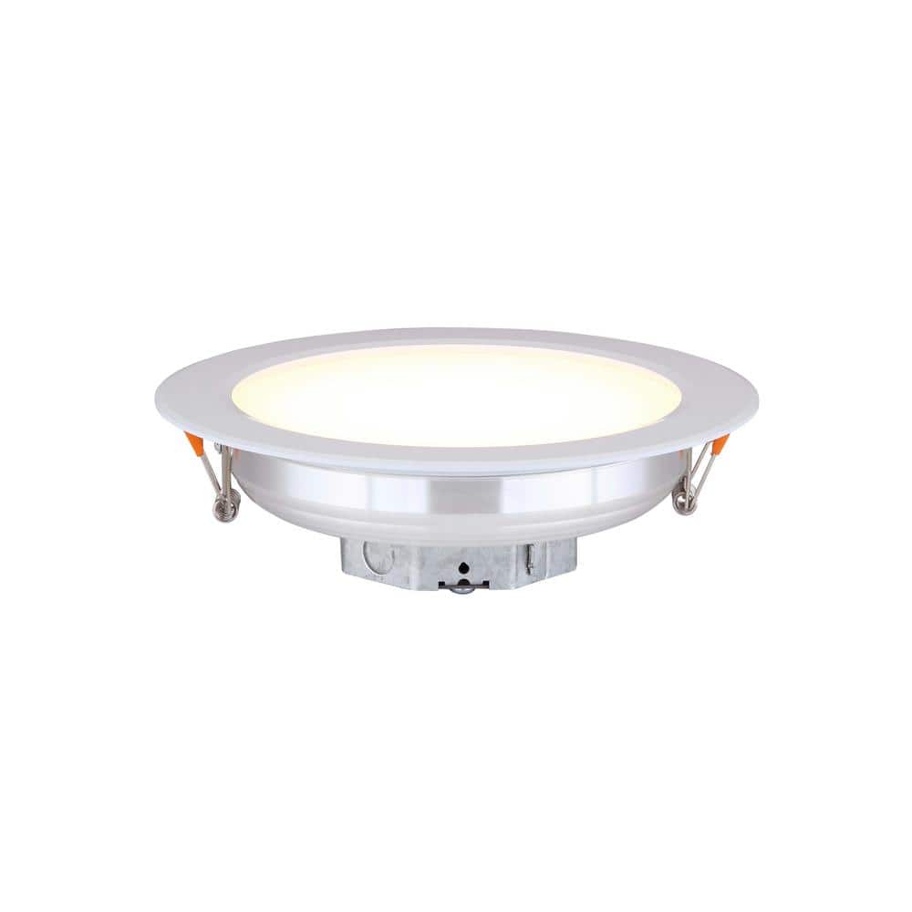 Round Slim Disk Length 7.75 in. 3000K Warm White New Construction White Int