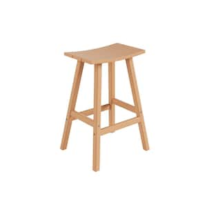 Franklin Teak 29 in. Poly HDPE Fade Resistant Outdoor Patio Saddle Seat Pub Height Bar Stool