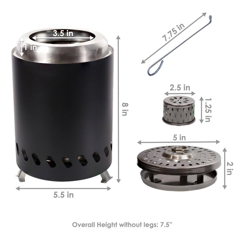 Compact Black Stainless Steel Tabletop Smokeless Fire Pit