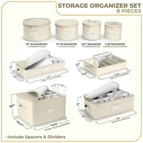 Sorbus China Storage Containers (Quilted)-Glass and Dish