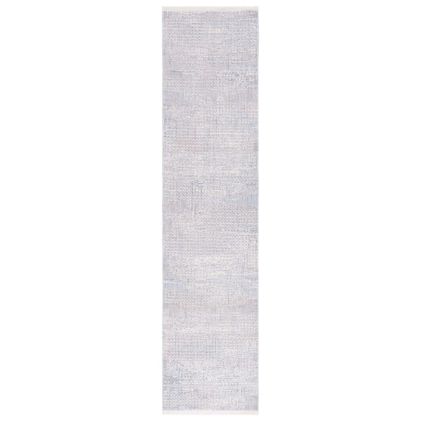 Marmara Gray/Beige/Blue 2 ft. x 8 ft. Abstract Gradient Runner Rug