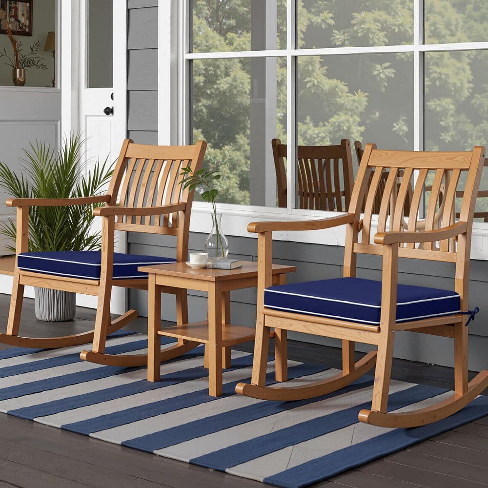 nonsleep cushion ネイタルデザインAIOT 18.8 in. x 18.8 in. 2-Piece Outdoor Dining Chair Cushion in Navy