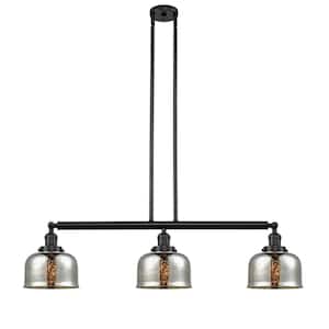 Bell 3-Light Oil Rubbed Bronze Island Pendant Light with Silver Plated Mercury Glass Shade