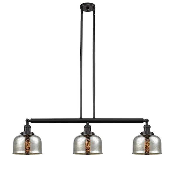 Innovations Bell 3-Light Oil Rubbed Bronze Island Pendant Light with Silver Plated Mercury Glass Shade