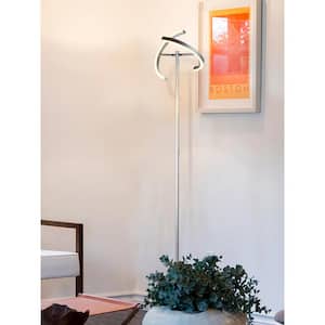 Halo Split 72 in. Platinum Silver Industrial 2-Light 3-Way Dimming LED Floor Lamp with Adjustable Head