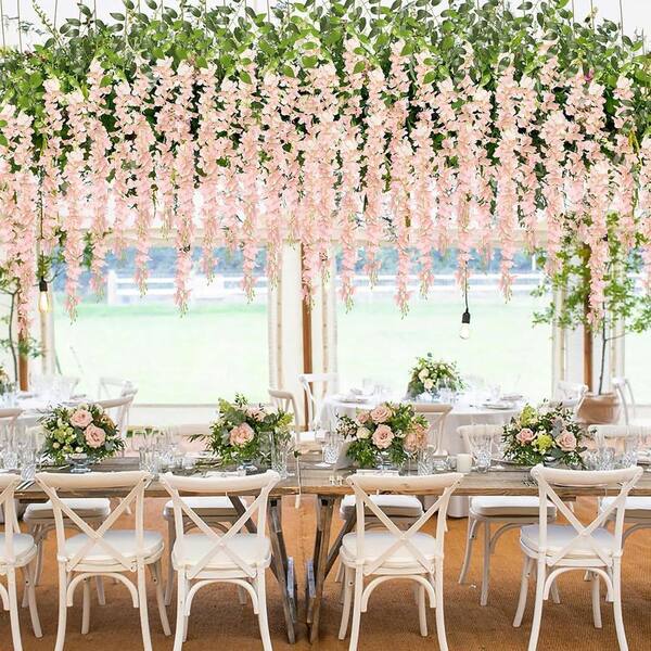 43.2 in. Blush Pink Indoor/Outdoor Artificial Wisteria Vines