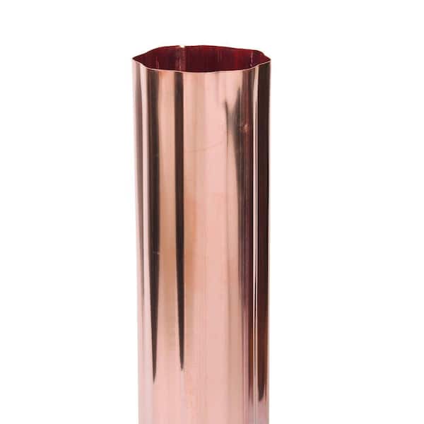 4 in. x 10 ft Copper Corrugated Round Downspout