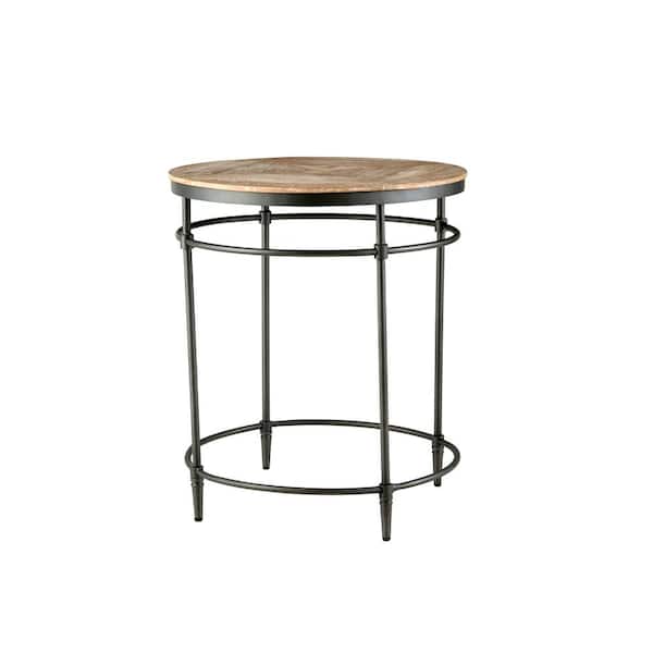 Sandberg Furniture Stanton 22 in. Mango Round Solid Wood End Table with Metal Legs