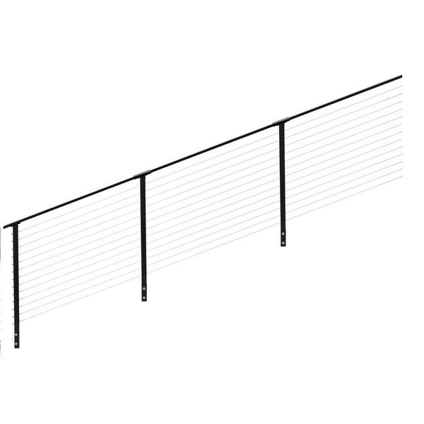 Cable Railing Post 42 in. x 0.98 in. x 1.97 in. Stair Railing Kit without  Hole Deck Railing w/ Mount Bracket for Balcony