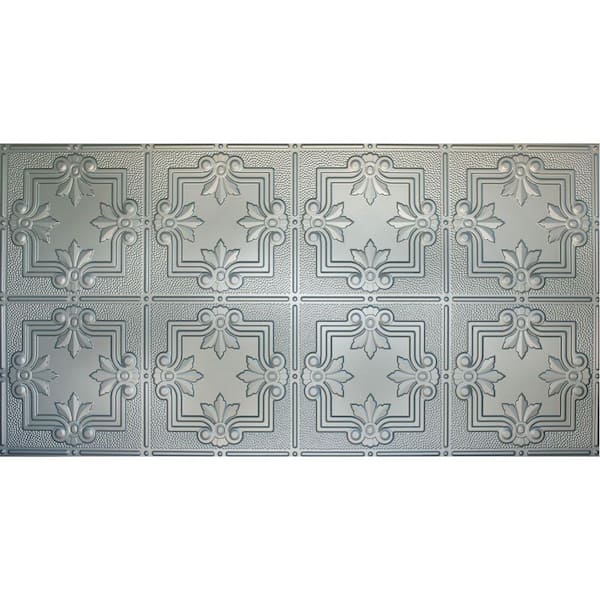 Global Specialty Products Dimensions Faux 2 ft. x 4 ft. Tin Style Ceiling and Wall Tiles in Nickel