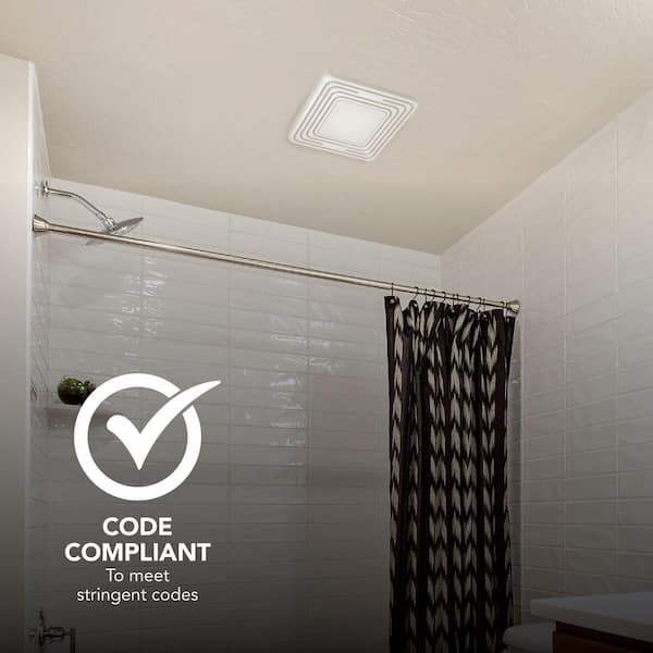 Roomside Series, White, 50 CFM, No Cut- Roomside Installation Bathroom Fan with Light, ENERGY STAR, Bathroom Exhaust Fan