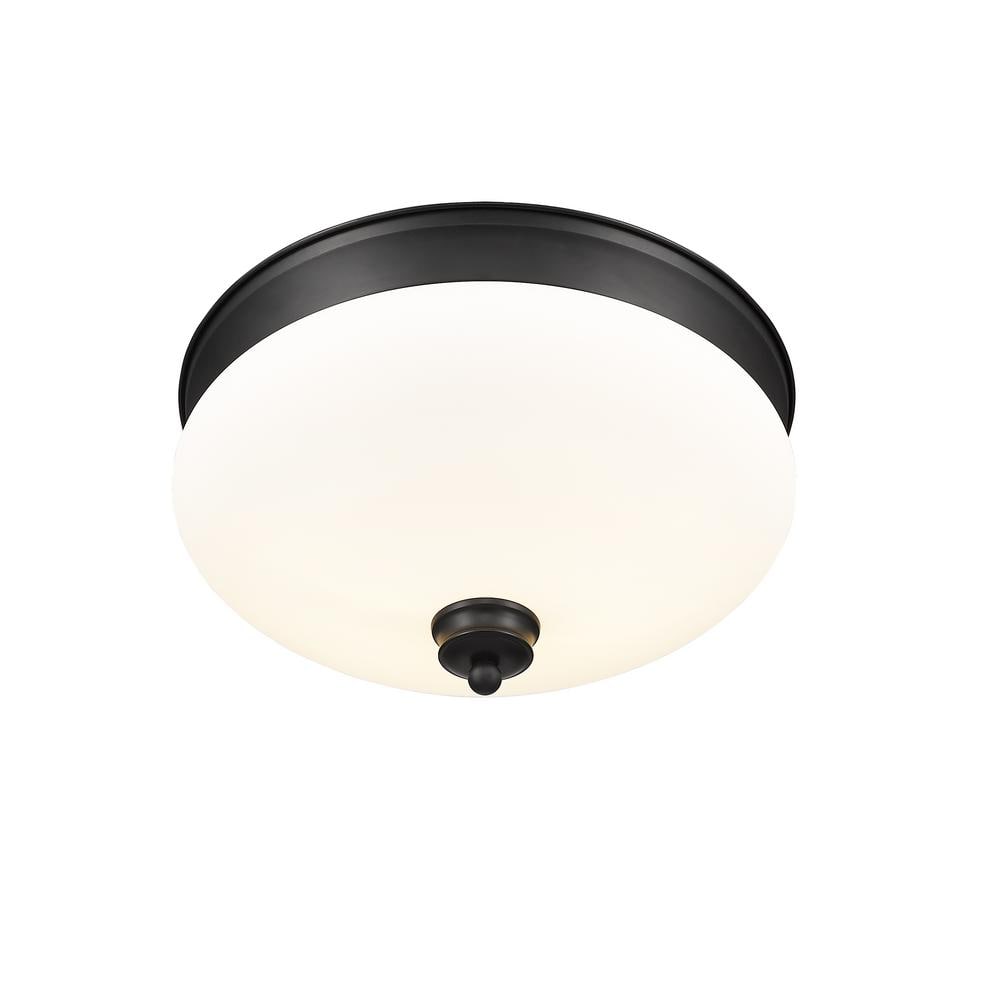 Matte Black Opal Glass 13" LED Bowl Flush Mount Light