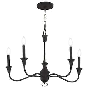Halifax County 5-Light Textured Black Candlestick Chandelier