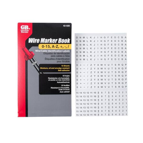 Gardner Bender Wire Marker Booklet A-Z, 0-15, symbols 42-028