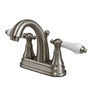 English Vintage 4 in. Centerset 2-Handle Bathroom Faucet in Brushed Nickel