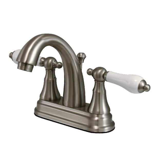Kingston Brass English Vintage 4 in. Centerset 2-Handle Bathroom Faucet in Brushed Nickel
