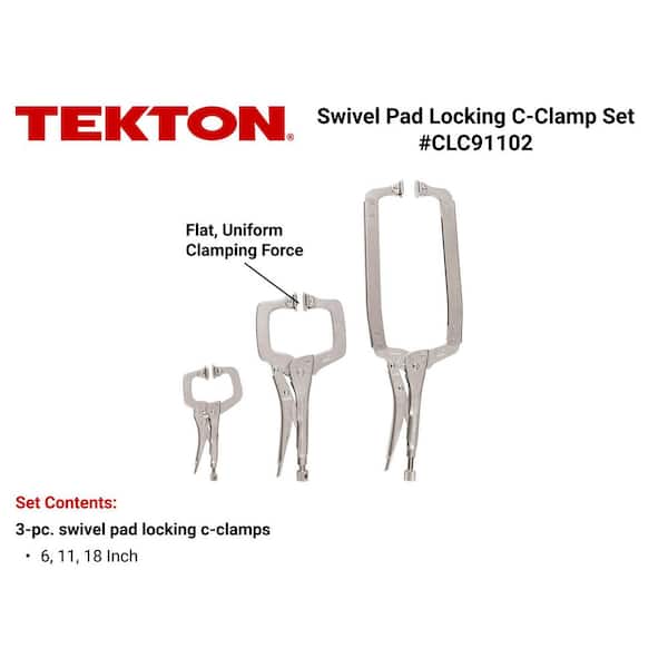 Swivel Pad Locking C-Clamp Set (3-Piece)