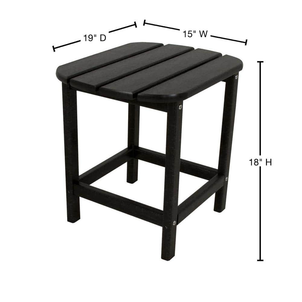 South Beach 18" Black Recycled Plastic Outdoor Side Table