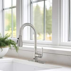 Single Handle Pull-Down Sprayer Kitchen Faucet with Motion Activation in Stainless Steel Finish