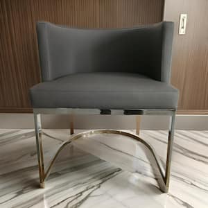 Gray and Chrome Faux Leather Metal Frame Dining Chair