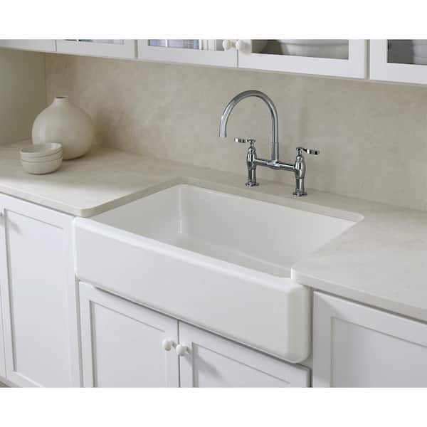 Whitehaven Farmhouse/Apron-Front Cast Iron 36 in. Single Basin Kitchen Sink in Dune