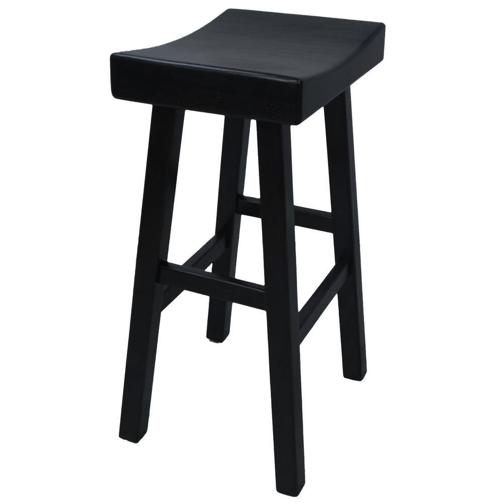 Black Wood 30" Saddle Style Backless Bar Stool