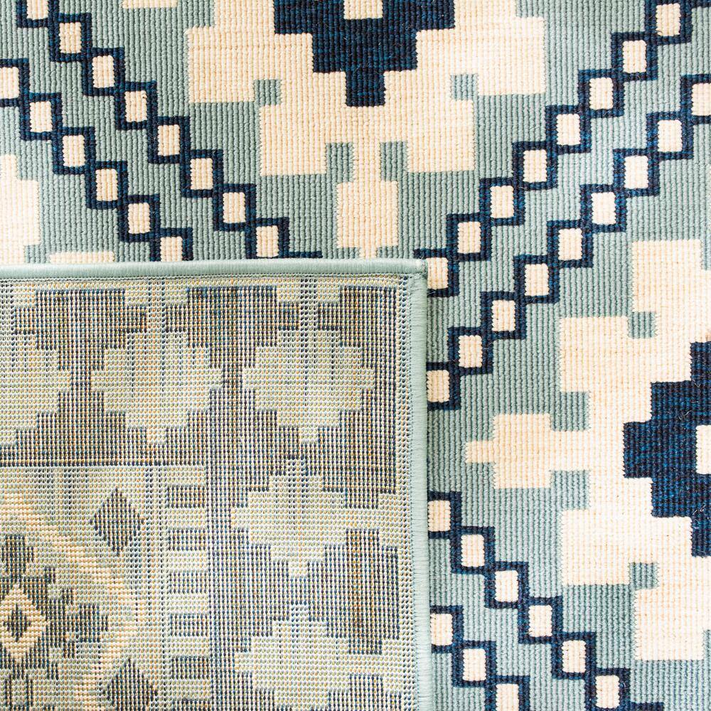 Blue and Ivory Southwestern Indoor/Outdoor Area Rug