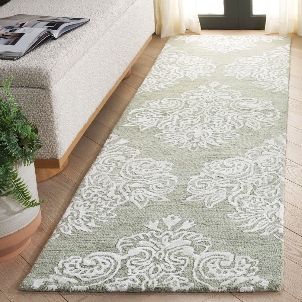 Glamour 2 ft. x 8 ft. Sage/Ivory Floral Diamond Runner Rug price history on PriceWatchPro