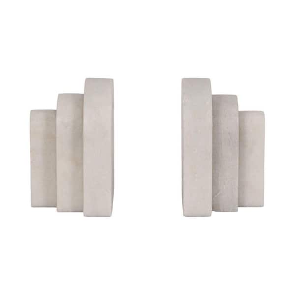 Liv & Skye White Layered Arches Marble Bookends (Set of 2)