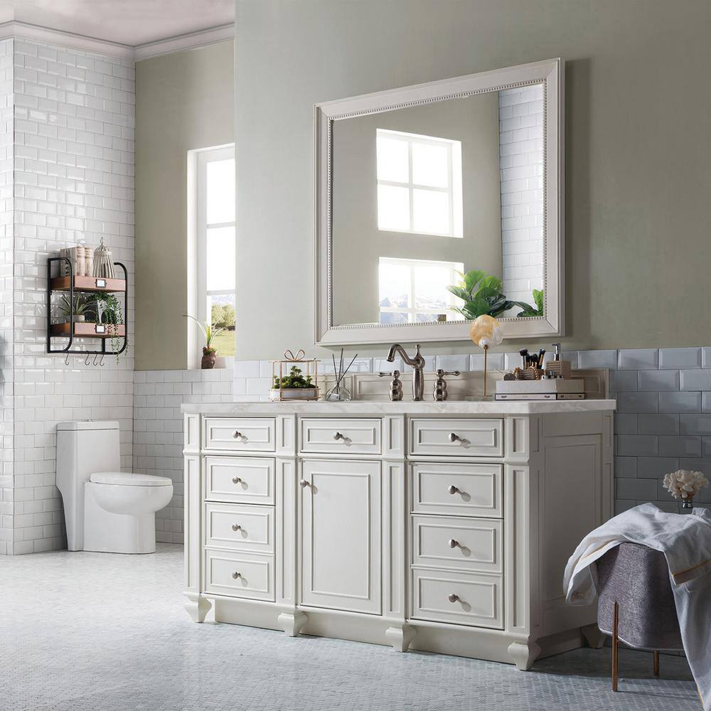Bristol 60.0 in. W x 23.5 in. D x 34.0 in. H Bathroom Vanity in Bright White with Victorian Silver Silestone Quartz Top price history on PriceWatchPro