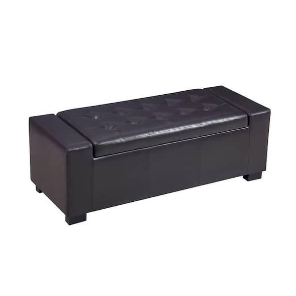 Unbranded Dark Brown Faux Leather Upholstery Storage Ottoman Bench