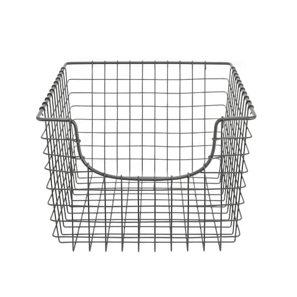 Spectrum Scoop 13 in. D x 12 in. W x 8 in. H Medium Industrial Gray Steel  Wire Storage Bin Basket Organizer 98976 - The Home Depot