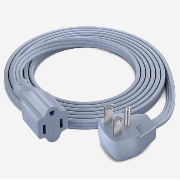 6 ft. 14 / 3 Medium / Heavy Duty Indoor Extension Cord Flat Plug Flat Wire 15 Amp Gray