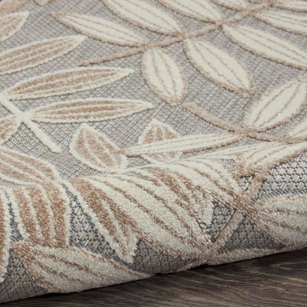 Aloha Natural & Ivory Leaf Design 32" x 4" Outdoor Area Rug