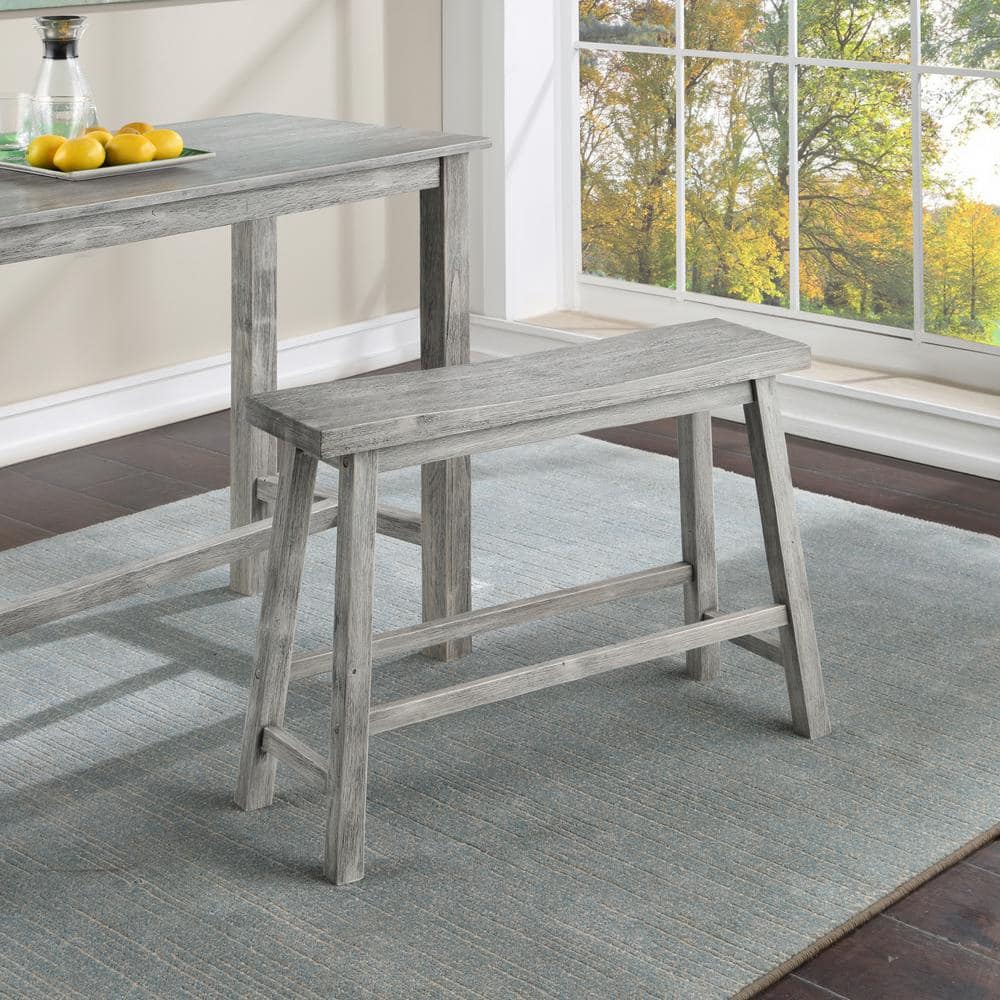 Sonoma 36" Storm Gray Wire-Brush Eco-Friendly Rubberwood Bench