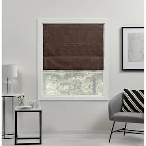 Acadia Chocolate Cordless Total Blackout Roman Shade 34 in. W x 64 in. L