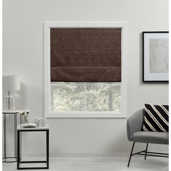 EXCLUSIVE HOME Acadia Chocolate Cordless Total Blackout Roman Shade 31 in. W x 64 in. L