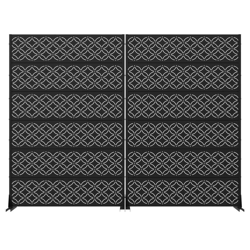 72 in. H x 47 in. W Outdoor Black Galvanized Steel Decorative Garden Fence Privacy Screen (2-Pack) price history on PriceWatchPro