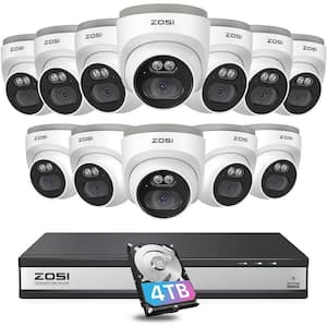 16-Channel 4TB POE NVR Home Security Camera System with 12 Wired 4MP(1440P) QHD 2.5K Audio Outdoor Dome Cameras