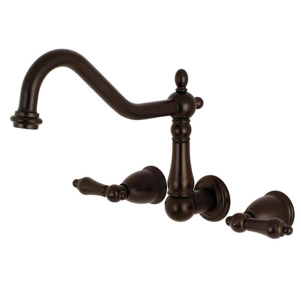Kingston Brass Heritage 2-Handle Wall Mount Roman Tub Faucet in Oil Rubbed Bronze (Valve Included)
