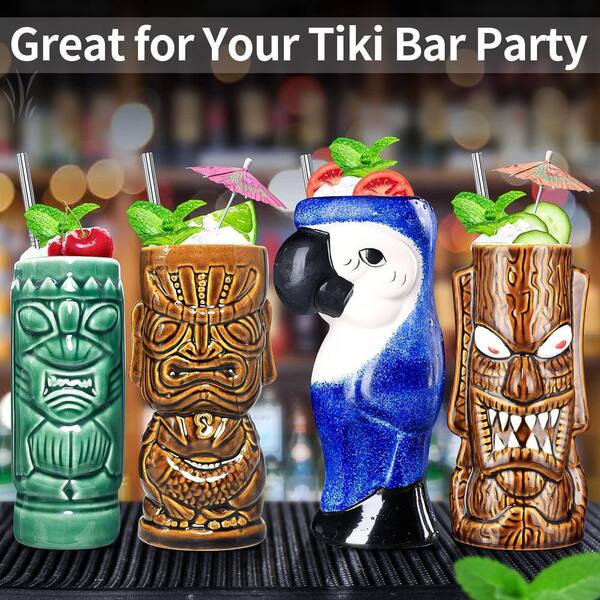 Numhew 12-Pack 20 oz. Ceramic Tiki Mugs Cocktail Hawaiian Party