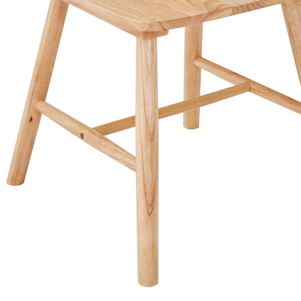 Natural High Back Windsor Solid Wood Dining Chairs Set of 4