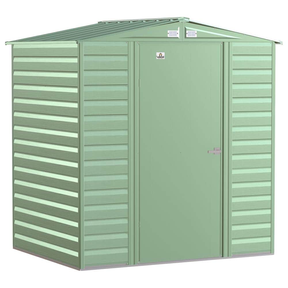 Sage Green 6x5 Steel Peak Roof Storage Shed
