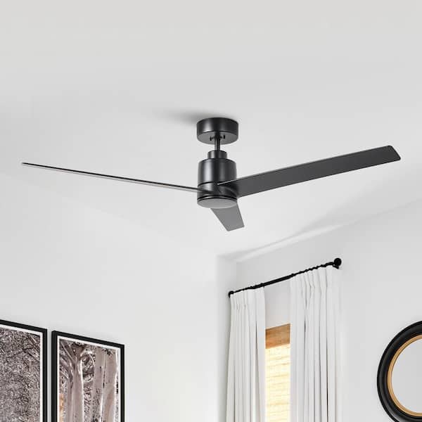 54 in. Indoor Modern Barbeque Black Downrod 6-Speed DC Motor Ceiling Fan with Remote Control
