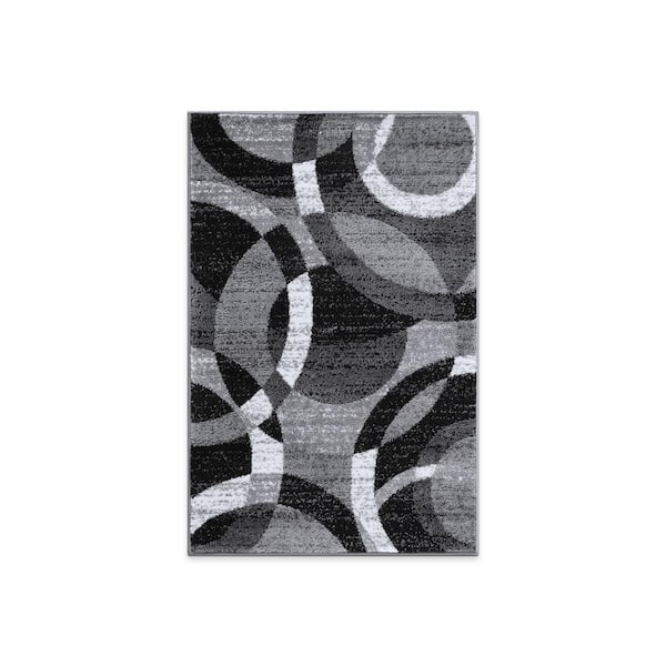 Alpine Gray 2 ft. 7 in. X 4 ft. Modern Abstract Circles Area Rug