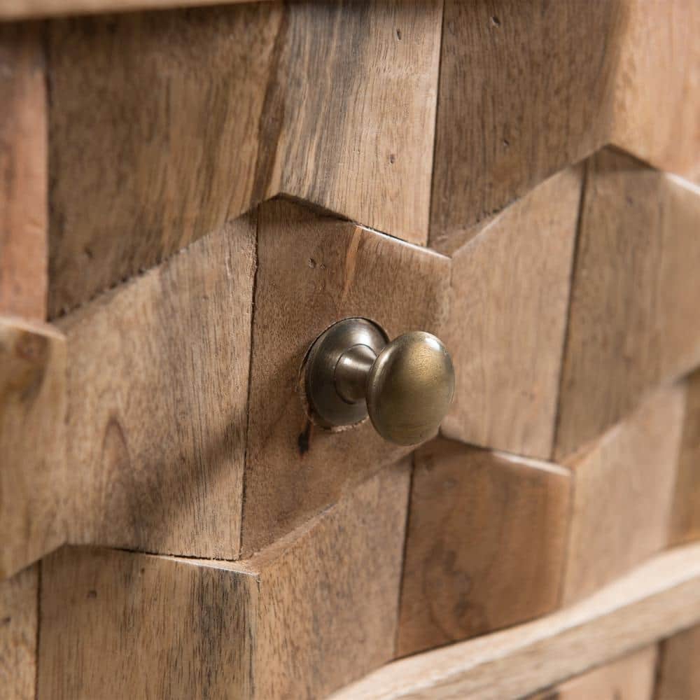 Poppy Mid-Century Mango Wood 3-Drawer Chest with 3D Weave
