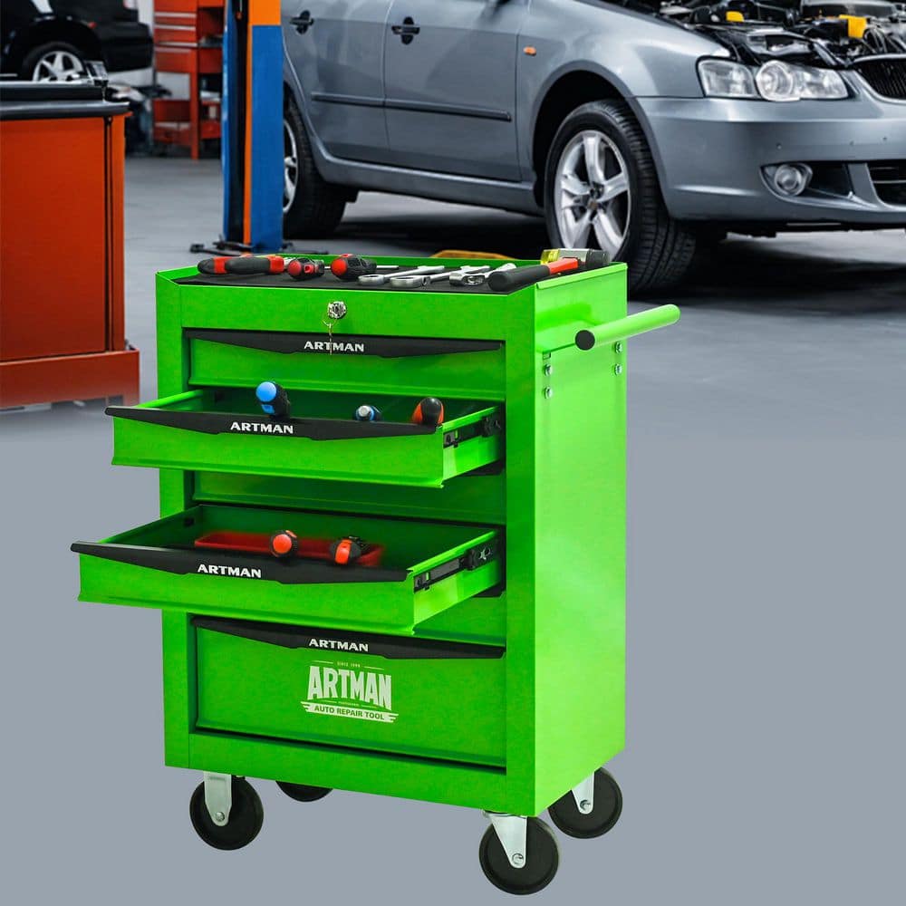 Green 30.5 in. H 6-Drawer Rolling Tool Storage Cabinet Tool Cart for Office Garages Warehouses Repair Shops
