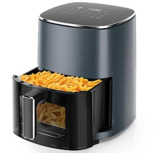 6 Qt. Grey Air Fryer with Roast, Reheat, Dehydrate, Bake, Steam, and More, 400°F Max