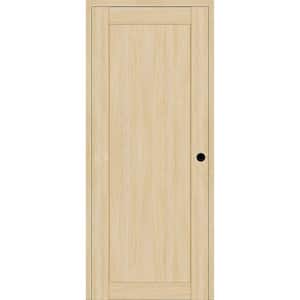 1-Panel Shaker 28 in. x 80 in. Left Hand Active Loire Ash Wood DIY-Friendly Single Prehung Interior Door