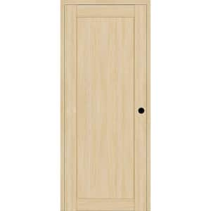 1-Panel Shaker 18 in. x 80 in. Left Hand Active Loire Ash Wood DIY-Friendly Single Prehung Interior Door